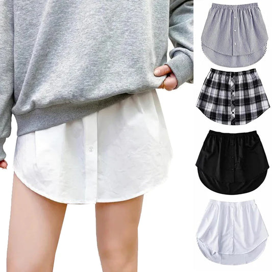 Adjustable Fake Lower Sweep Shirt Skirt Elastic Detachable Underskirt Cotton Extender Layering Fake Hem for Girl Women 5 Sizes